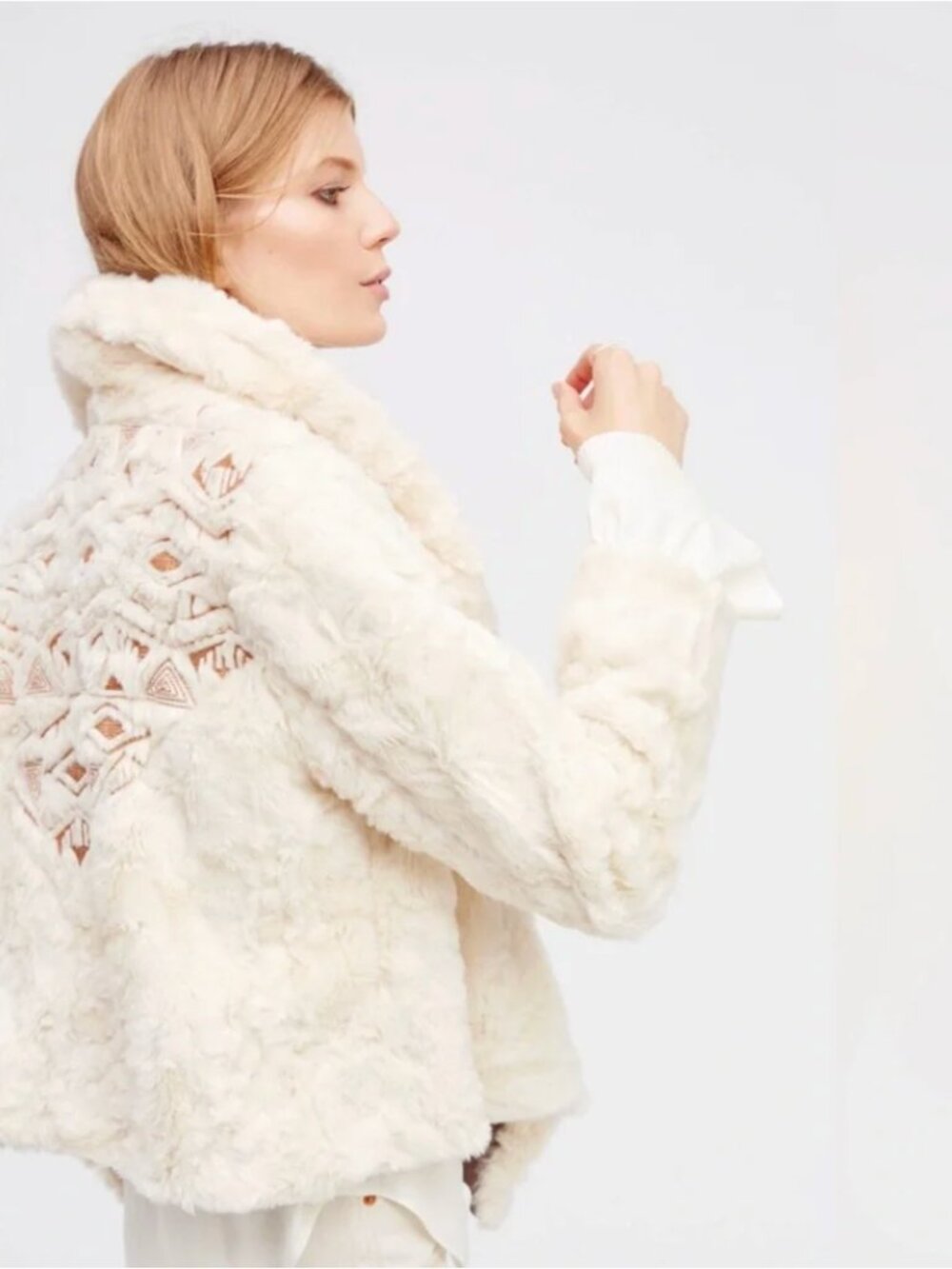 Free People Embroidered Cascade Fur Jacket - Great condition!!! - Picture 3 of 10